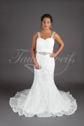 Wedding dress TW0029B - Wedding dress TW0029B mermaid sweetheart lace wide straps Rhine stone belt lace-up back train 1