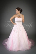 Wedding dress TW0050B - Wedding dress TW0050B pink organza lace A-line sweetheart Rhine stones band 1