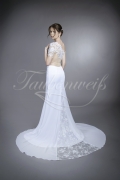 Wedding dress TW0075B - Wedding dress TW0075B mermaid chiffon lace leg slit tattoo back one sleeve train 3