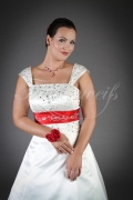 Wedding dress TW0077B - Wedding dress TW0077B red white embroidery beadings fairytale train lace-up 2