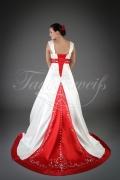 Wedding dress TW0077B - Wedding dress TW0077B red white embroidery beadings fairytale train lace-up 3