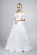 Wedding dress TW0090B - Wedding dress TW0090B A-line lace tulle flowers off-zhe-shoulder sleeves no train 1