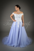 Wedding dress TW0101B - Wedding dress TW0101B blue A-line tulle lace off-the-shoulder train 1