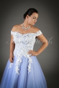 Wedding dress TW0101B - Wedding dress TW0101B blue A-line tulle lace off-the-shoulder train 2