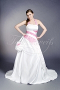 Wedding dress TW0105B - Wedding dress TW0105B A-line halterneck pink beadings train pink lace-up belt 1