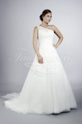Wedding dress TW0115B - Wedding dress TW0115B tulle organza lace beadings one shoulder strap detachable train 1