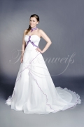 Wedding dress TW0118B - Wedding dress TW0118B organza puple lace appliques necklace train lace-up 1