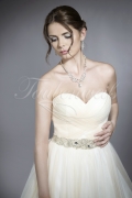 Wedding dress TW0120B - Wedding dress TW0120B tulle organza A-line blush glitter sparkling belt train buttons 2