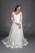 Wedding dress TW0122B - Wedding dress TW0122B charming vintage 3/4 sleeves lace tattoo back train 1