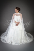 Wedding dress TW0131B - Wedding dress TW0131B A-line tulle lace beadings detachable cape train 1