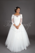 Wedding dress TW0139B - Wedding dress TW0139B princess 3/4-sleeves lace flowers round neck lace sleeves no train 1