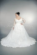 Wedding dress TW0157B - Wedding dress TW0157B organza tulle pricess XXL big size lace appliques sleeves 1