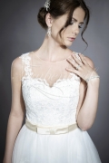 Wedding dress TW0176B - Wedding dress TW0176B two-in-one detachble skirt tulle tattoo lace champagne belt train 2