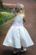 Flower girl dress TW0003BM - Flower girl dress purple ivory satin flowers Taubenweiss 3