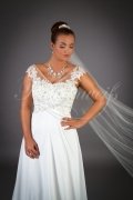 Wedding dress TW0001B - Wedding dress TW0001B v-neck vintage lace beadings chiffon detachable train 5