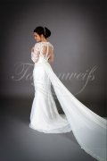 Wedding dress TW0024B - Wedding dress TW0024B mermaid chiffon lace long sleeves detachable train 3
