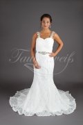 Wedding dress TW0029B - Wedding dress TW0029B mermaid sweetheart lace wide straps Rhine stone belt lace-up back train 1