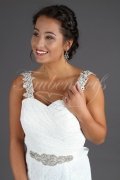 Wedding dress TW0029B - Wedding dress TW0029B mermaid sweetheart lace wide straps Rhine stone belt lace-up back train 2