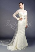 Wedding dress TW0039B - Wedding dress TW0039B mermaid all-over lace high neck long sleeves keyhole back 1