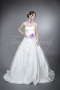 Wedding dress TW0065B - Wedding dress TW0065B strapless purple flowers lace satin train 1