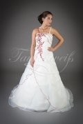Wedding dress TW0068B - Wedding dress TW0068B A-Line organza red embroidery straps train lace-up style 1