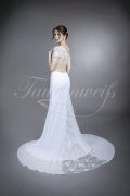 Wedding dress TW0075B - Wedding dress TW0075B mermaid chiffon lace leg slit tattoo back one sleeve train 3