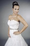 Wedding dress TW0076B - Wedding dress TW0076B A-line pink tulle organza lace beadings crystals beaded waistband train 2