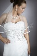 Wedding dress TW0086B - Wedding dress TW0086B modest embroidery silver beadings grey lace-up short train 2