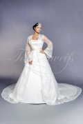 Wedding dress TW0088B - Wedding dress TW0088B satin lace overcoat queenly elegance trumpet sleeves long train 1