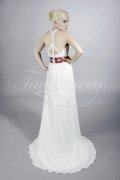 Wedding dress TW0091B - Wedding dress TW0091B chiffon column red belt halterneck train 3