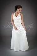 Wedding dress TW0098B - Wedding dress TW0098B modest A-Line satin embroidery neckholder no train zipper buttons 1