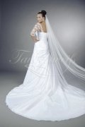 Wedding dress TW0134B - Wedding dress TW0134B taffeta A-line lace sleeves rectangular neckline long train 3