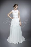 Wedding dress TW0150B - Wedding dress TW0150B chiffon french lace ribbon round neck wide straps 1
