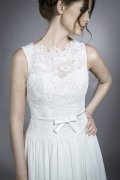 Wedding dress TW0150B - Wedding dress TW0150B chiffon french lace ribbon round neck wide straps 2