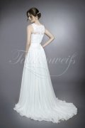 Wedding dress TW0150B - Wedding dress TW0150B chiffon french lace ribbon round neck wide straps 3