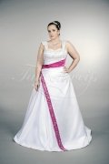 Wedding dress TW0156B - Wedding dress TW0156B satin A-line plus size pink embroidery wide straps train 1