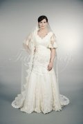 Wedding dress TW0159B - Wedding dress TW0159B plus size XXL trumpet bell sleeves lace condensed beadings train 1