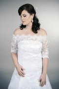 Wedding dress TW0160B - Wedding dress TW0160B A-line plus size XXL off-shoulder Carmen 3/4 sleeves train 2