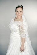 Wedding dress TW0161B - Wedding dress TW0161B plus size XXL satin lace bateau neck 3/4 sleeves train 2