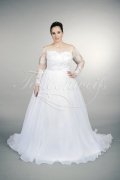Wedding dress TW0162B - Wedding dress TW0162B A-line plus size XXL tattoo lace long sleeves tulle skirt train 1
