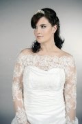 Wedding dress TW0163B - Wedding dress TW0163B A-line plus size XXL taffeta lace bateau neck long sleeves train 2
