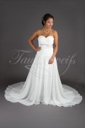 Wedding dress TW0178B - Wedding dress TW0178B modest chiffon silvergrey satin band lace appliques beadings train 1