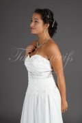 Wedding dress TW0178B - Wedding dress TW0178B modest chiffon silvergrey satin band lace appliques beadings train 2