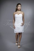 Wedding dress TW0183B - Wedding dress TW0183B short mini civil wedding strapless sweetheart lace zipper 1