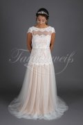 Wedding dress TW0195B - Wedding dress TW0195B Boho ivory nude soft lace stretch blush cap sleeves zipper train 1