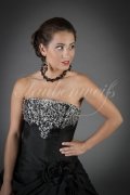 Wedding dress TW0199B - Wedding dress TW0199B taffeta A-line black and white embroidery beadings strapless train 2