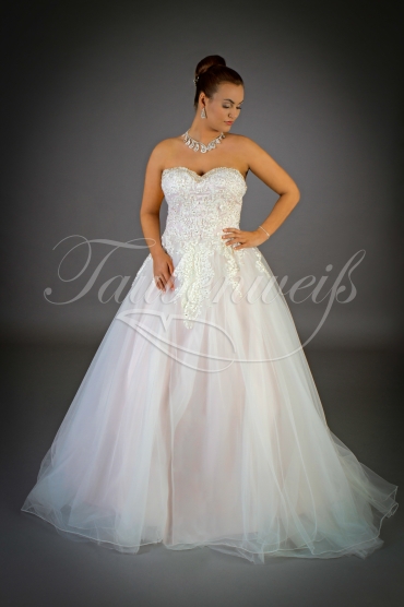 Wedding dress TW0012B - Wedding dress TW0012B light pink blush soft tulle wedding gown beadings 1