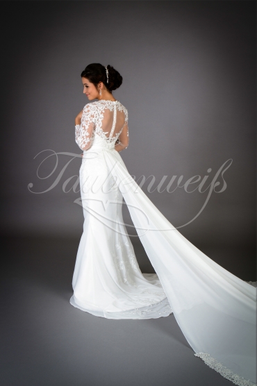 Wedding dress TW0024B - Wedding dress TW0024B mermaid chiffon lace long sleeves detachable train 3