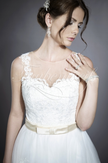 Wedding dress TW0035B - Wedding dress TW0035B tulle lace tattoo effect train wide straps 2