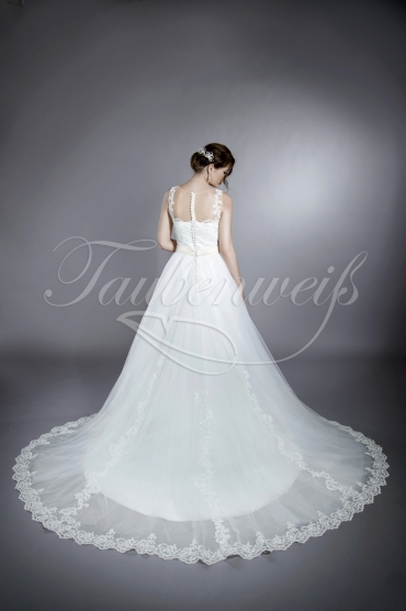 Wedding dress TW0035B - Wedding dress TW0035B tulle lace tattoo effect train wide straps 3